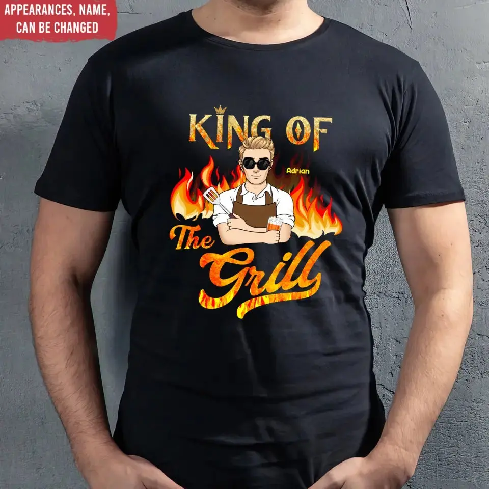 King Of The Grill - Personalized T-Shirt, Gift For Dad, Grandpa