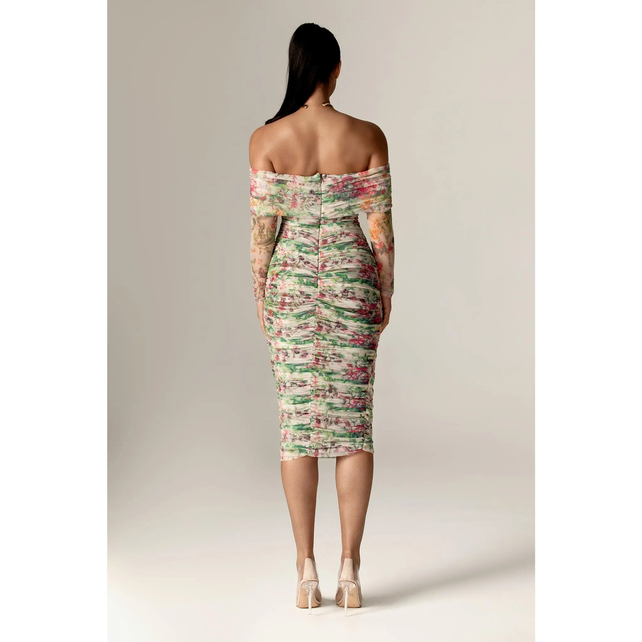 high collar midi dress The Luxe Rib High Neck Midi Dress - Mid Grey - XS