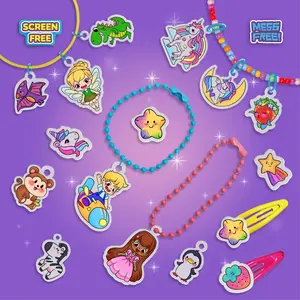 DLMdilemu Shrink Fun Deluxe 70 Charms Making Kit for Kids DIY Keychain Pendant Hairpin Jewelry Gift Set Creative Handmade Material Pack with Heat-Shrink Sheet Ideal for Crafting Beads