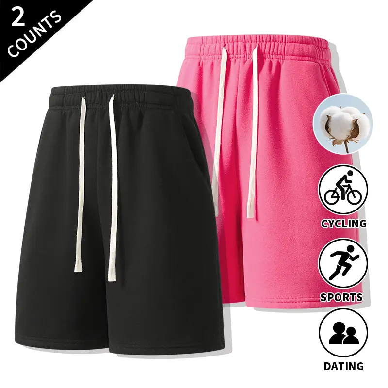 Summer Vibes 2-Pack Men’s Relaxed Fit 5-Inch Shorts, Adjustable Drawstring Elastic Waist, Casual Everyday Shorts, Versatile Athletic Lounge Bottoms with Side Pockets