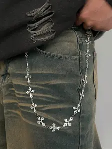Vintage Punk Simple Cross Pants Chain, Hollow Chains, Men's Hip Hop Personality Jewelry, Unique Punk Charm, Used for Pants Decoration, Stylish Accessory for Casual Wear, Accessories for Pants