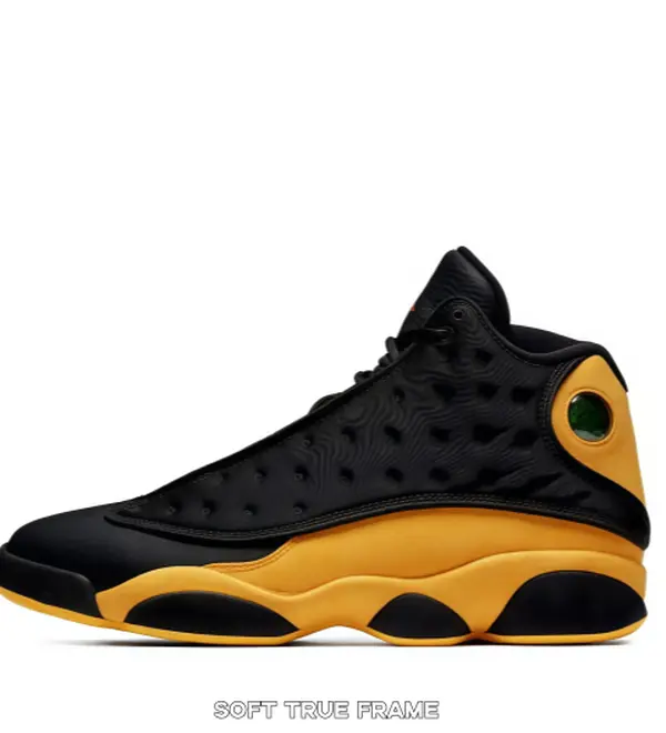 Black & Yellow Tumbled Leather High-Top Basketball Shoes | Retro Suede Cushioned Sneakers