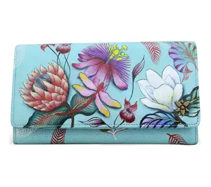 Anushcka Painted Leather Accordion Flap Wallet