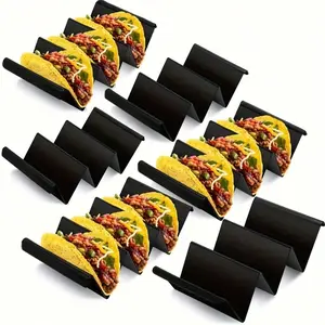 3 Black Taco Holders - Durable PP Material, Large Plate Soft Or Hard Shell, Perfect For Restaurant And Home Use, Ideal For Thanksgiving, Halloween, Christmas, Easter, St. Patrick's Day, Taco Serving Plate | Modern Taco Holder | Durable Plastic