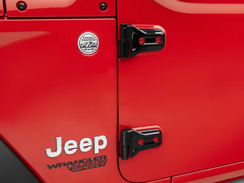 RedRock Durable Black ABS Plastic Exterior Door Hinge Cover Set, Fits 2018-2025 Jeep Wrangler JL, Double-Tape Easy Install, Impact Guard, Paint Hide, Unsightly Peeling Concealment, Door Protection