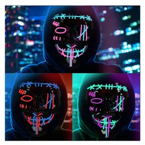 GARVEE 3 PACK Halloween Scary Mask LED Mask LED Purge Mask LED Light Up Mask for Halloween Costume.
