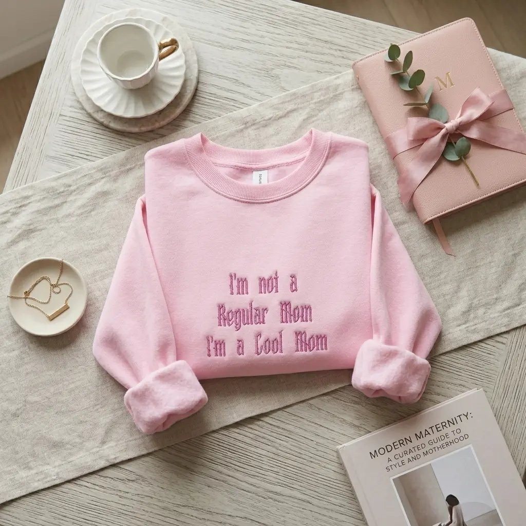 I'm Not A Regular Mom I'm A Cool Mom Embroidered T-shirt Sweatshirt Hoodie, Cool Mom Sweater, Mother's Day Gift, Motherhood Sweatshirt, Mom Life Sweatshirt