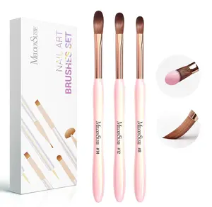 MelodySusie 3Pcs Acrylic Nail Brush Set, Size 8/12/14 Professional Nail Brushes for Acrylic Application Acrylic Powder Nail Extension and 3D Nail Carving for DIY Home Salon Nail Manicure Tool