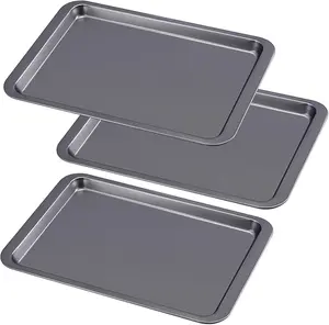 3 Pcs 9 x 13 Inch Baking Pans Carbon Steel Baking Sheet Pans Nonstick Cookie Baking Sheet Warp Resistant Tray, Dishwasher and Oven Safe for Even Roasting