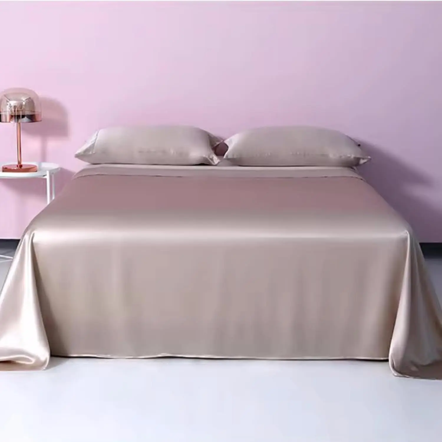 I Pcs 22 Momme Flat Silk Sheet, 100% Mulberry Silk Bed Sheets, Real Silk Flat Sheet, Grade 6A Organic Silk Bedding Made in USA, Hypoallergenic, Ultra Soft and Breathable (Beige, Full)