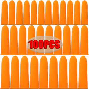 100/50/5PcsNon-slip Finger Cots Anti-static Latex  Orange Coats Disposable Fingertips Protector Gloves Industry Cots Wholesale Cleaning Rubber