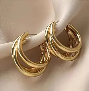 MS-Jewelry Light luxury circle earrings, gold high-end earrings, women's new niche temperament, round face exaggerated earrings