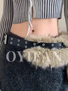 Furry Belt Y2k Belt Subculture Autumn Winter Retro All-Match Plush Waist Chain Imitation Fur Waist Seal Hot Girl Sexy Belt Trendy Belt