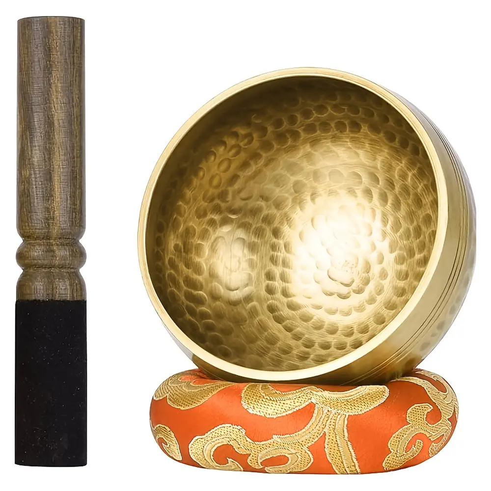 Sound Bowl Set, 1 Set Round Singing Bowl with Soft Cushion & Wooden Striker, Percussion Musical Instruments for Meditation Yoga Relaxation