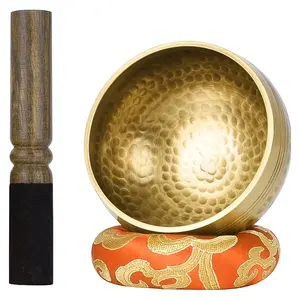 Sound Bowl Set, 1 Set Round Singing Bowl with Soft Cushion & Wooden Striker, Percussion Instrument for Meditation Yoga Relaxation