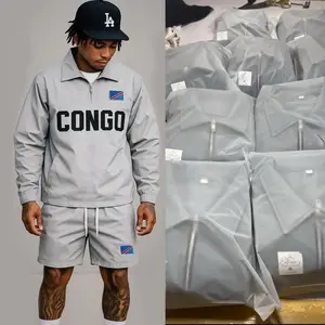 Congo Grey Quarter Zip Tracksuit Set for Men Women Premium Softshell Performance Fabric Water-Resistant Wind-Resistant Breathable Comfort