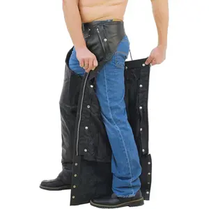 Unisex Premium Leather Chaps w/Snap Out Lining #C5077SPK