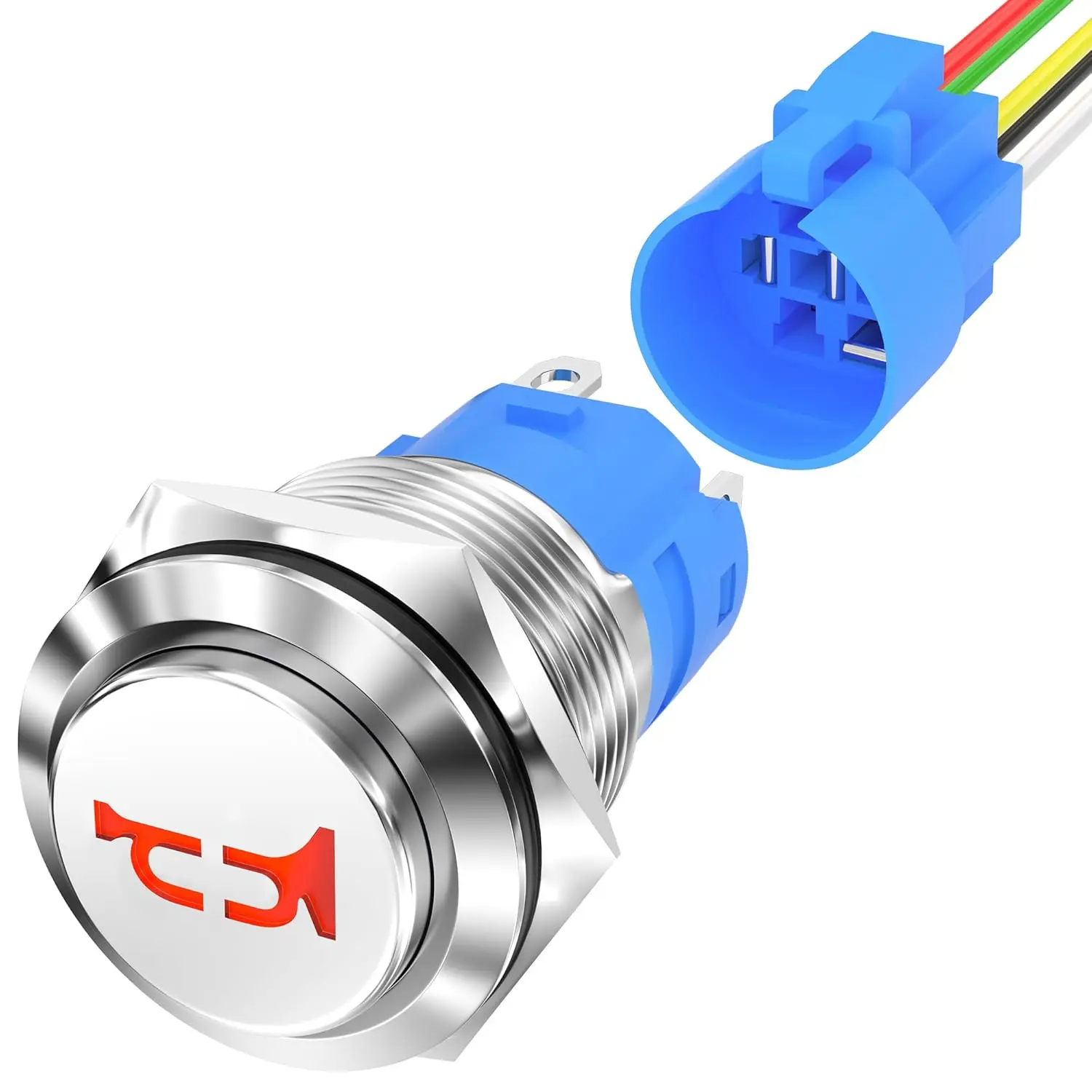 16MM Horn Switch Red LED Marine Horn Button Switch 12V Waterproof Metal Air Horn Push Button for Auto Train Boat