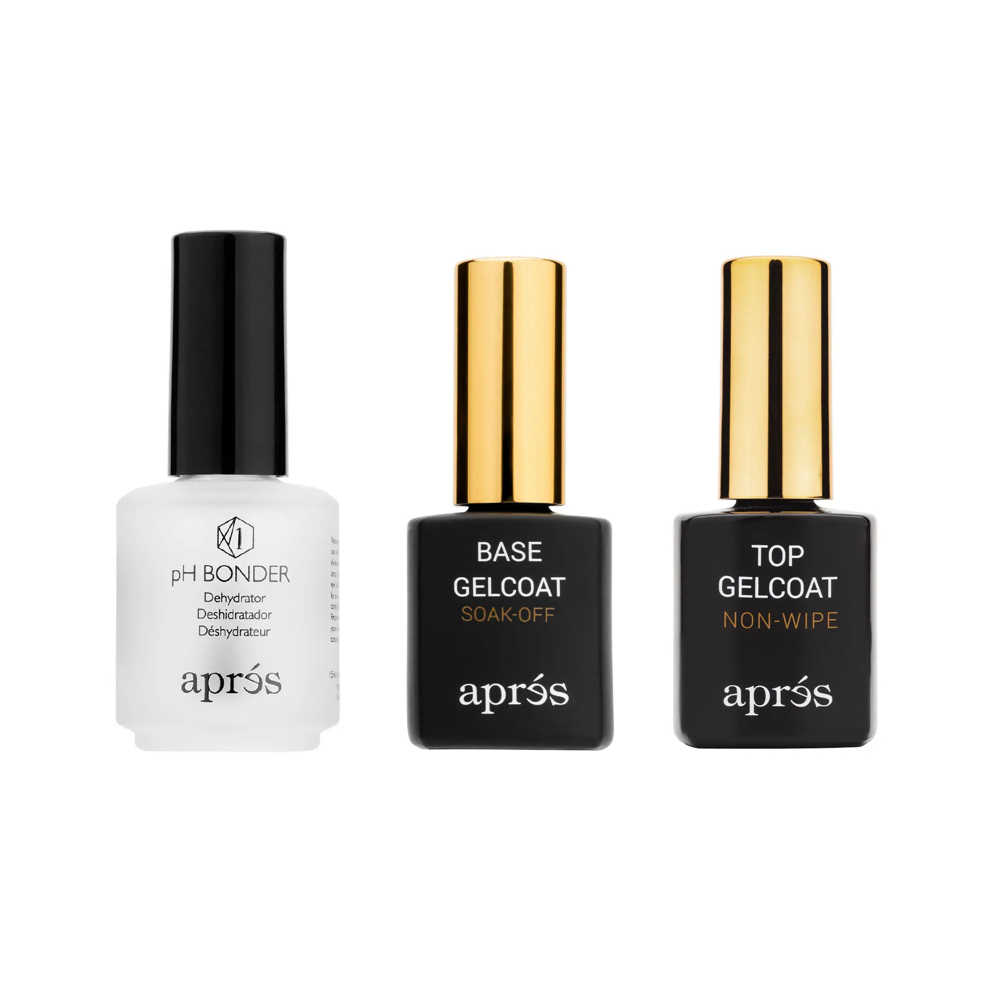 APRÉS Gel Nail Prep & Finish Bundle | pH Bonder + Base Coat + Top Coat | No-Extension Gel Manicure Essentials
