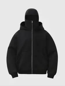 Men's Balaclava Hoodie with Zipper Design, Thick Warm Fleece Pullover, Casual Fall & Winter Outdoor Fashion Sweatshirt