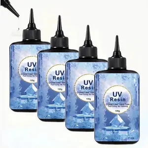 400g low viscosity crystal transparent thin resin set, fast curing&low shrinkage UV epoxy resin, suitable for handmade production, casting, silicone molds, UV cured epoxy resin set