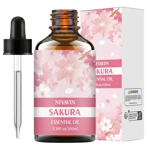 Nivavin 100ML Sakura Essential Oil for Diffusers & Humidifiers, Home Air Freshener, Relaxing Scent, Stress Relief, Perfect Gift