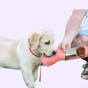 Pet Water Bottle Feeder Bowl Garbage Bag Storage Portable Pet Outdoor Travel 3 In 1 Dog Water Bottle