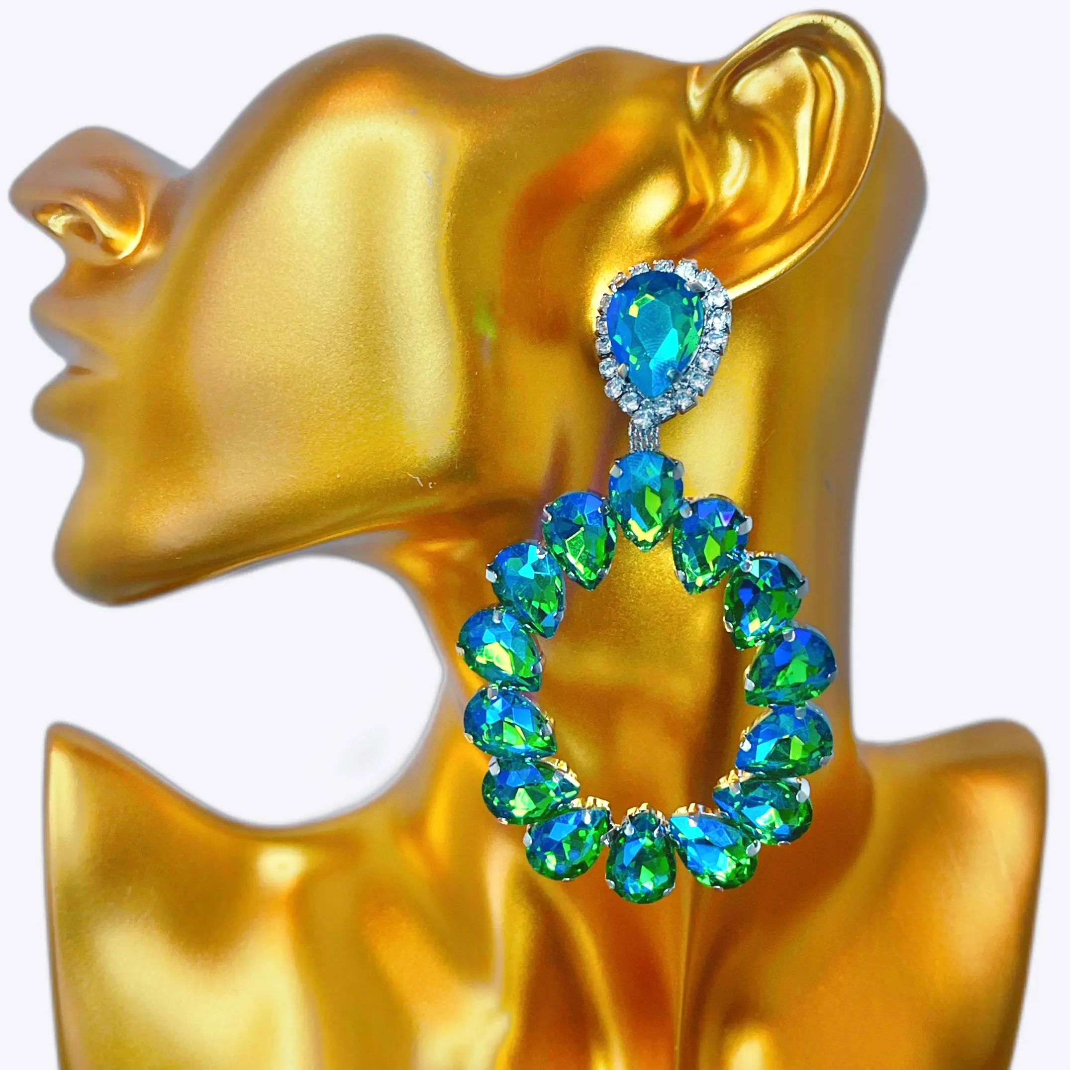 Sapphire Beautiful Teal-Green Earrings with Elegant Teal-Green Stones