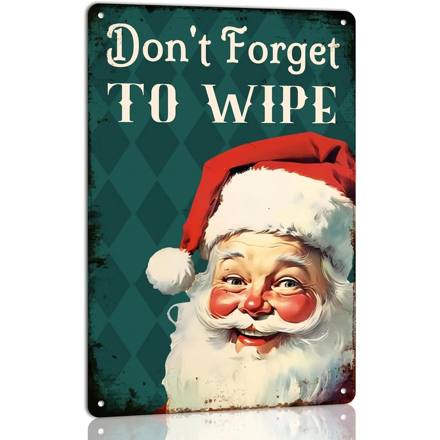 Funny Santa Claus Bathroom Tin Sign Don't Forget to Wipe Metal Tin Sign Bathroom Decorations Christmas Gift for Home Farmhouse Toilet Restroom Decor 8x12 Inch