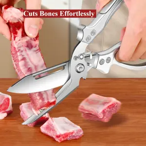 Limited to 50 orders: one heavy-duty stainless steel cooking scissors (approx. 3 CR), automatic strong chicken bone cutter with thickened smooth handle for easy bone cutting—an essential tool for the home kitchen; multifunctional for cutting fruits and ve