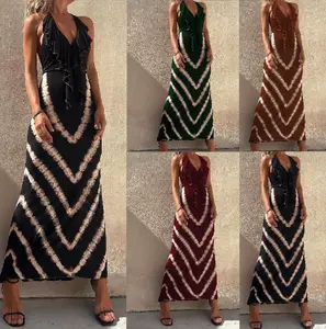 Arlette - Sleeveless V-Neck Maxi Dress with Print (One Piece)