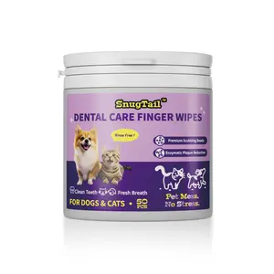SaugHail Dental Care Finger Wipes for Dogs & Cats Rinse-Free Teeth Cleaning with Premium Scrubing Beads Enzymatic Plaque Reduction Fresh Breath Pet Oral Hygiene (50 Count) Dental Care Finger Wipes Dental Care Finger Wipes Dental Care Finger Wipes