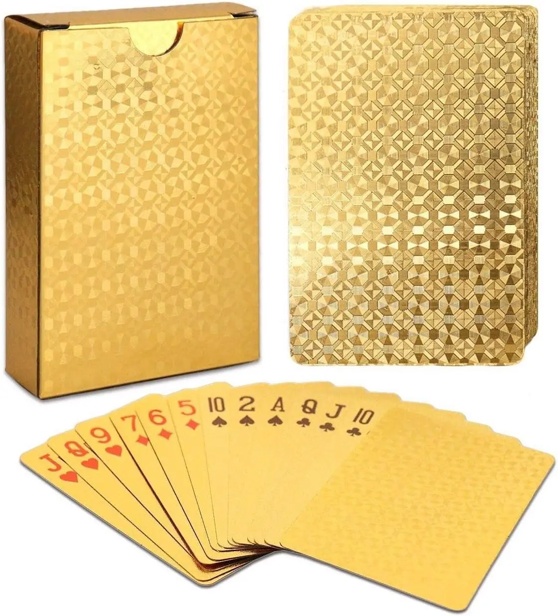 Gold Waterproof Playing Cards - Durable PET Poker Deck (52+2)