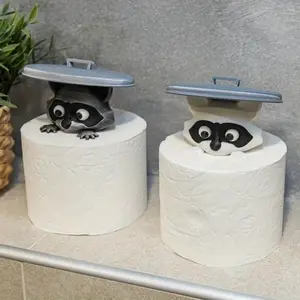 Bear Toilet Paper Holder Set, Fun Independent Bathroom Kit, 3D Printed Bear Design, Cute Bath Decor, Humorous Napkin Roll Storage, Toilet Paper Holder Raccoon