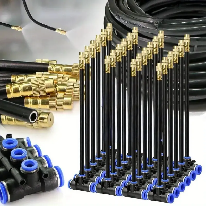 10/20 sets adjustable nozzles, Rotatable Spray Nozzle, 360-degree rotatable and directional, brass and plastic material, leak-proof design, quick connect, suitable for cools, gardening, and industrial irrigation. Fits 8/12mm PE/PU/PVC nylon hoses.