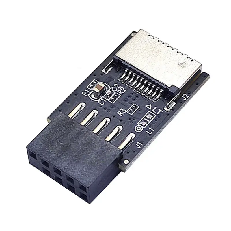 Plastic-Metal Motherboard USB2.0 9Pin to Type-C A-Key Front Connector Converter, 1x9Pin to Type-E Adapter (30mmx16.6mm), Integrated Differential Signal Optimization for Sports Wristband Accessories