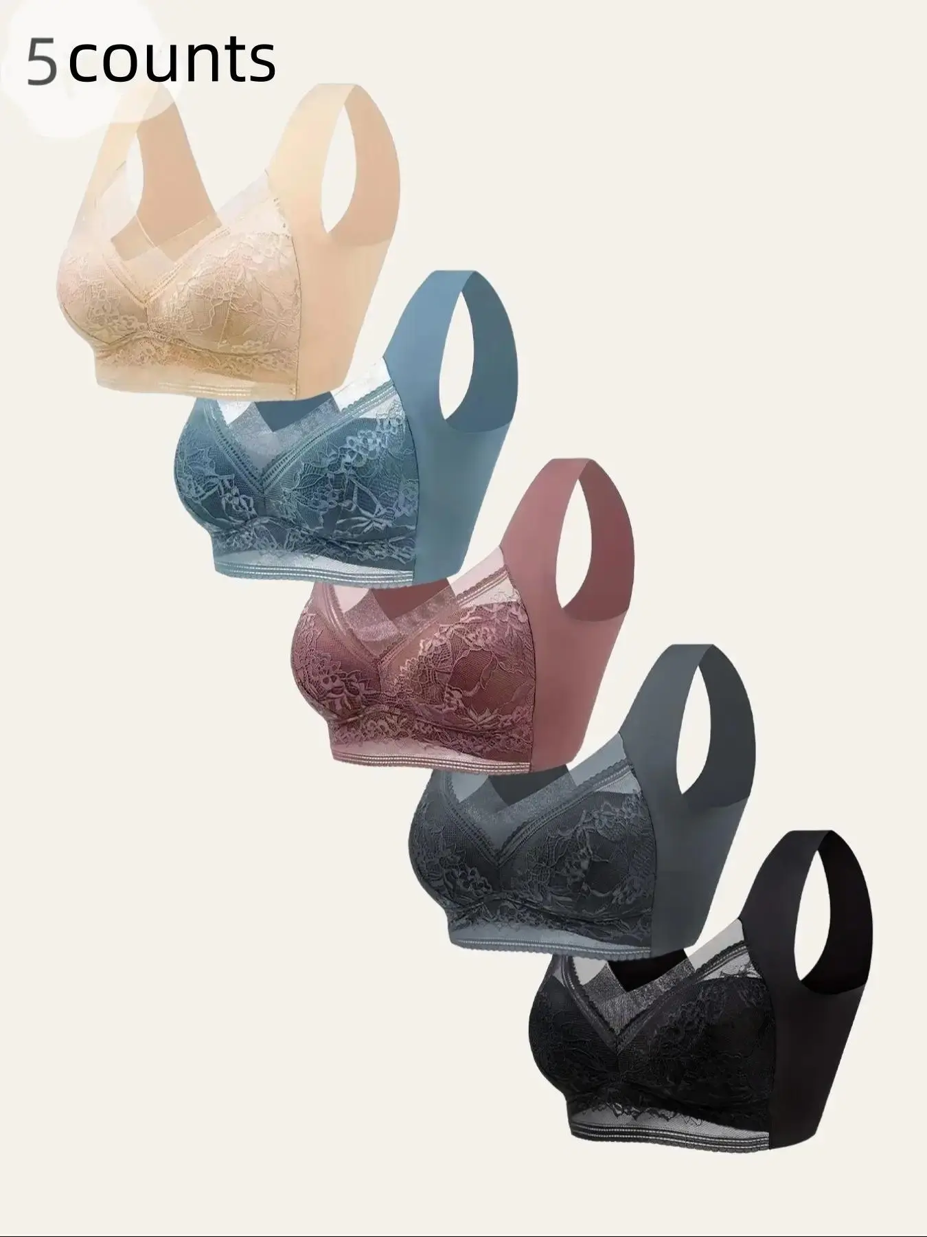 Women's Seamless Mesh Bra, Racerback Plunge Bra, Wireless Comfortable Push-Up Bra, Smooth Soft Back, Sleep Yoga Casual Bra, Soft Comfy Bra