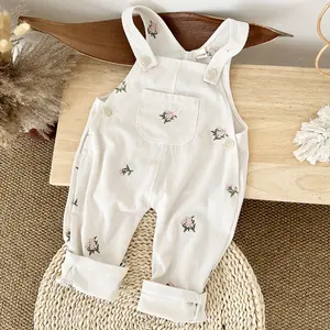 Baby Girls Sleeveles Corduroy Jumpsuit Floral Embroidery For 1-3Y Bobysuit Clothing Casual Fashion overalls Clothes Spring Autumn Cute Bodysuit