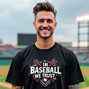 In Baseball We Trust T-Shirt - Everything Baseball Sports Gift - Adult S-5X Short Sleeve Tee Shirt