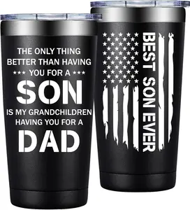 Son Gifts from Mom, Dad - Fathers Day Christmas, Birthday Gifts for Son - 20 Oz to My Sons Tumbler Cup 20 OZ Stainless Steel Tumbler