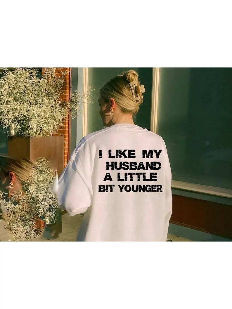 Women's "I Like My Husband" Graphic T-shirt in Soft Cotton Fabric - Casual Round Neck Top, True to Size Classic Fit, Tshirt