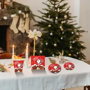 Party Decoration Tableware Paper Plate Paper Cup Thin Paper Collection Christmas 50 Stamping Set