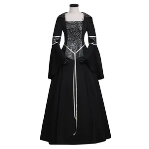 Medieval Women Black Dress Gothic Vampire Ball Gown Evil Queen Dress Womenswear Clothes