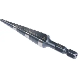 M2 HSS Quick Change 1/8" - 1/2" Step Drill Bit Double Fluted Drill Bits for Hole Drilling in Stainless Steel, Copper, , , Plastic