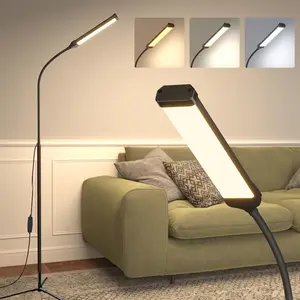 Adjustable LED Floor Lamp with Flexible Neck Stand, Three Color Temperatures, Ten Brightness Levels, Dimmable Floor Lamp, Ideal for Living Room, Bedroom, Office, Adjustable Lights