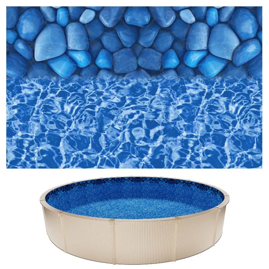 VEVOR 24x52x0.4ft Round Overlap Swimmingpool Liner, 16mil Bottom, 52in Wall Fit, Premium Vinyl for Steel-Sided Above-Ground Pools, Easy Install, Leak-Proof Patches, Water-Resistant, Anti-Slip Backing, Slip-Safe Footing, Boulder Swirl Design