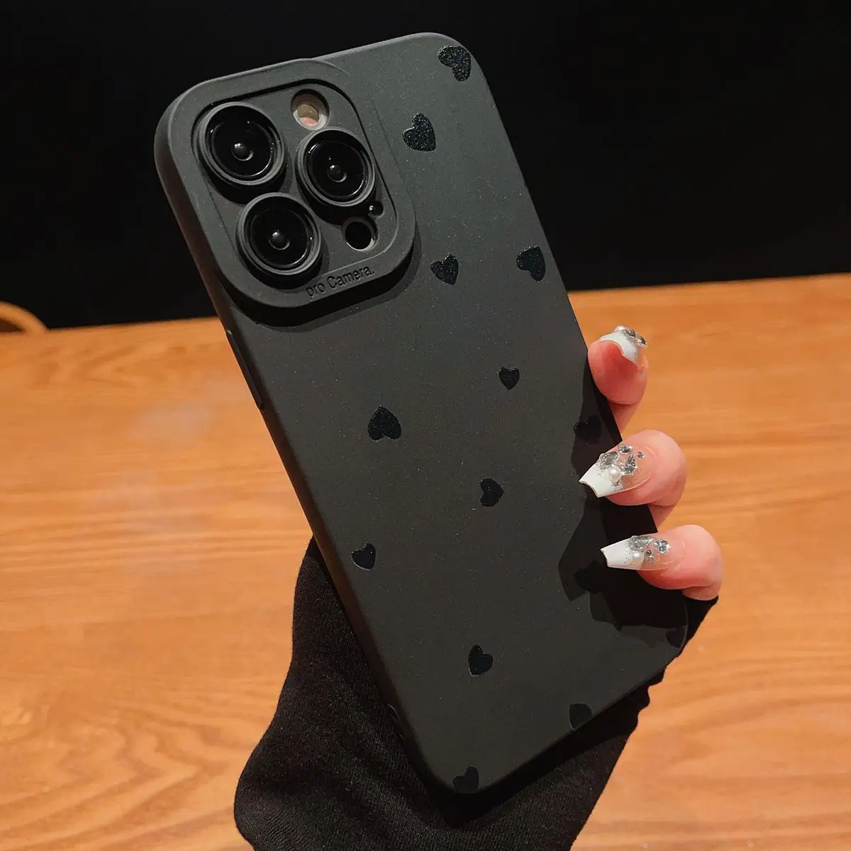 Solid Color Heart Pattern Protective Phone Case, TPU Full Coverage Camera Protect Shockproof Smartphone Protector Cover, Mobile Phone Protection Acces