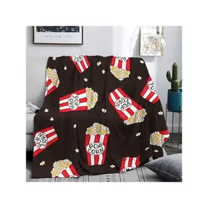 Flannel Digital Printed Blanket Popcorn Throw Blanket Comfortable Soft Popcorn Blanket Small Throw Blanket Nap Blanket Suitable Sofa Conditioner Outdoor Multi-Purpose Throw Blanket