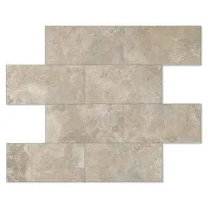 Yipscazo 10 Sheets 12''x12''Beige Stone-Look 3D Wall Tiles, Thick & Strong Adhesive, Heat Resistant & Waterproof Stick On Tiles for Kitchen, Bathroom