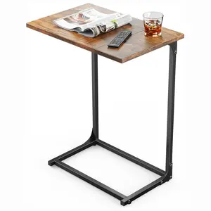 Pipishell C-Side Table, C-Shaped Table, for Sofas, End Table, with Metal Frame, Large Surface Sofa Table, For Living Room, Bedroom and Home Office, Country Design#TikTokShopBlackFriday